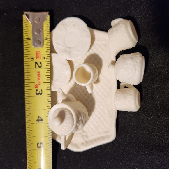 Vintage 10 Piece Porcelain Bisque White Rose Victorian Miniature Tea Set Doll - Picture 7 of 8